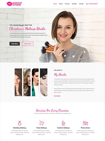 Vorlage Website Kosmetikstudio Screenshot